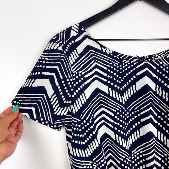 J.Crew Factory Womens 00 Polyester Romper Shorts Tribal Print Navy Blue - Picture 2 of 10